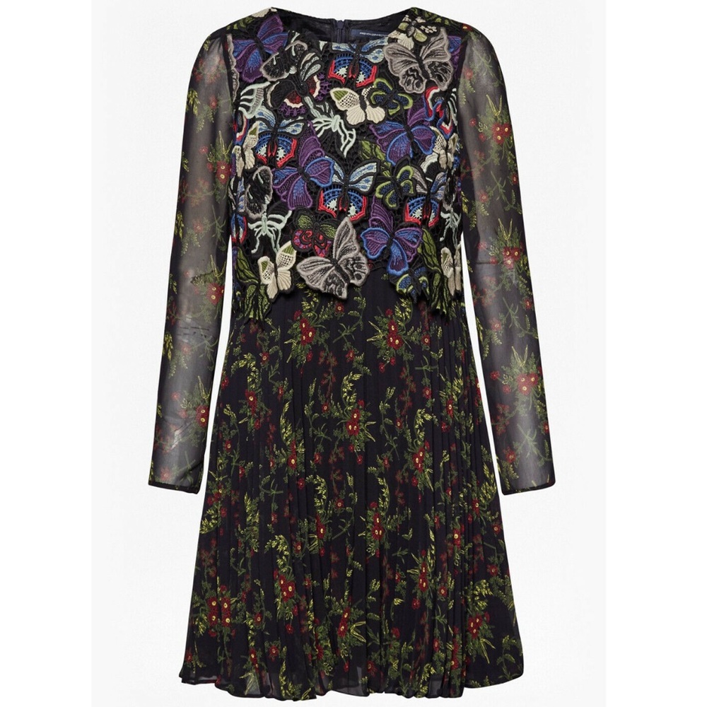 French Connection Floral / Butterfly Embroidered Dress